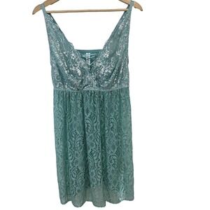 Cacique Babydoll Lingerie ‎ Camisole Woman 14/16 Y2K Retro Lace Metallic Sheer